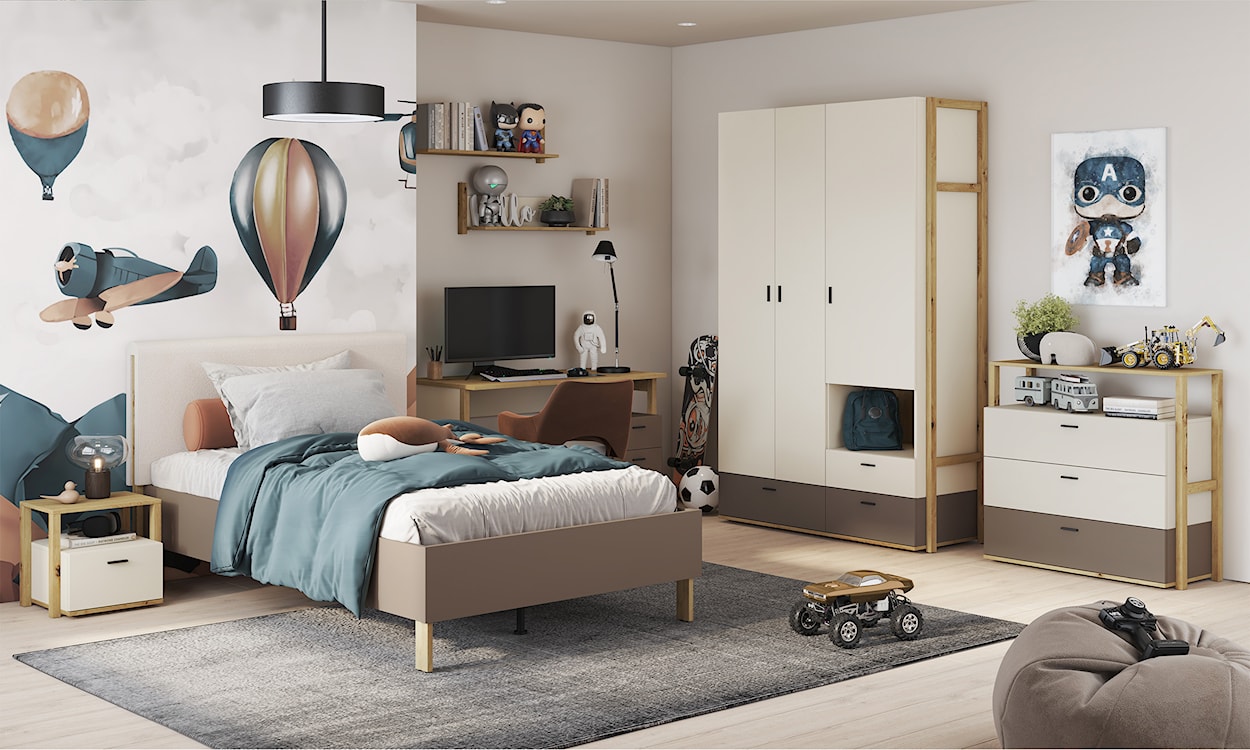 Zagłówek tapicerowany do łóżka Lenny 102 cm beżowy  - zdjęcie 5