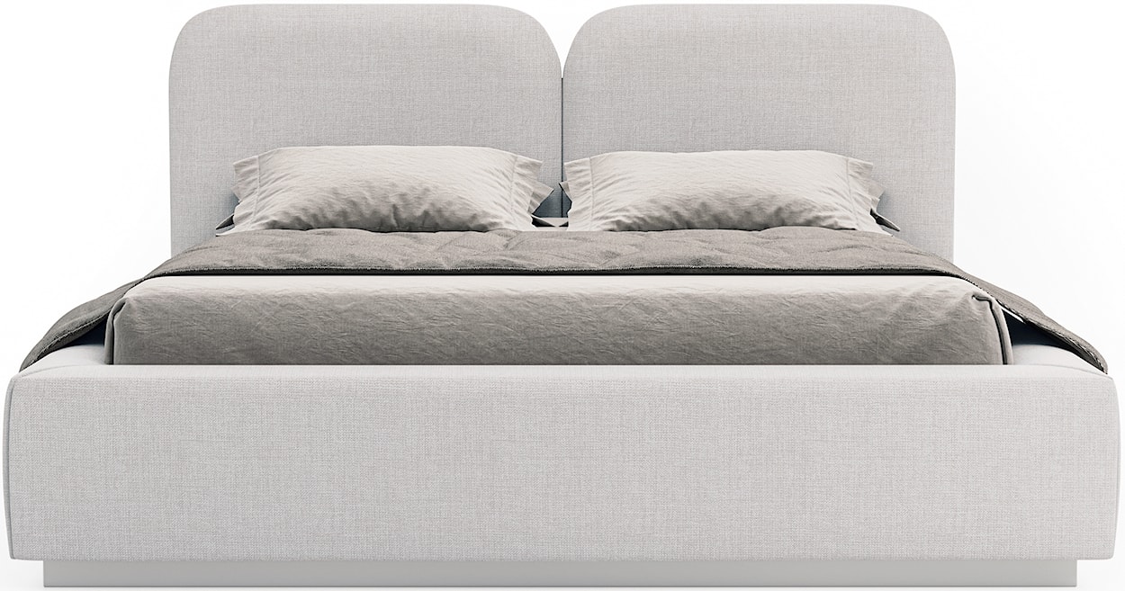 Łóżko tapicerowane 140x200 cm Comoves z pojemnikiem i oświetleniem LED stelaż metalowy jasnoszare szenil  - zdjęcie 5
