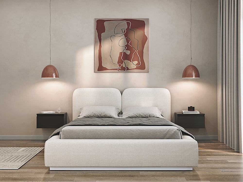 Łóżko tapicerowane 160x200 cm Comoves z pojemnikiem stelaż metalowy kremowe szenil  - zdjęcie 3