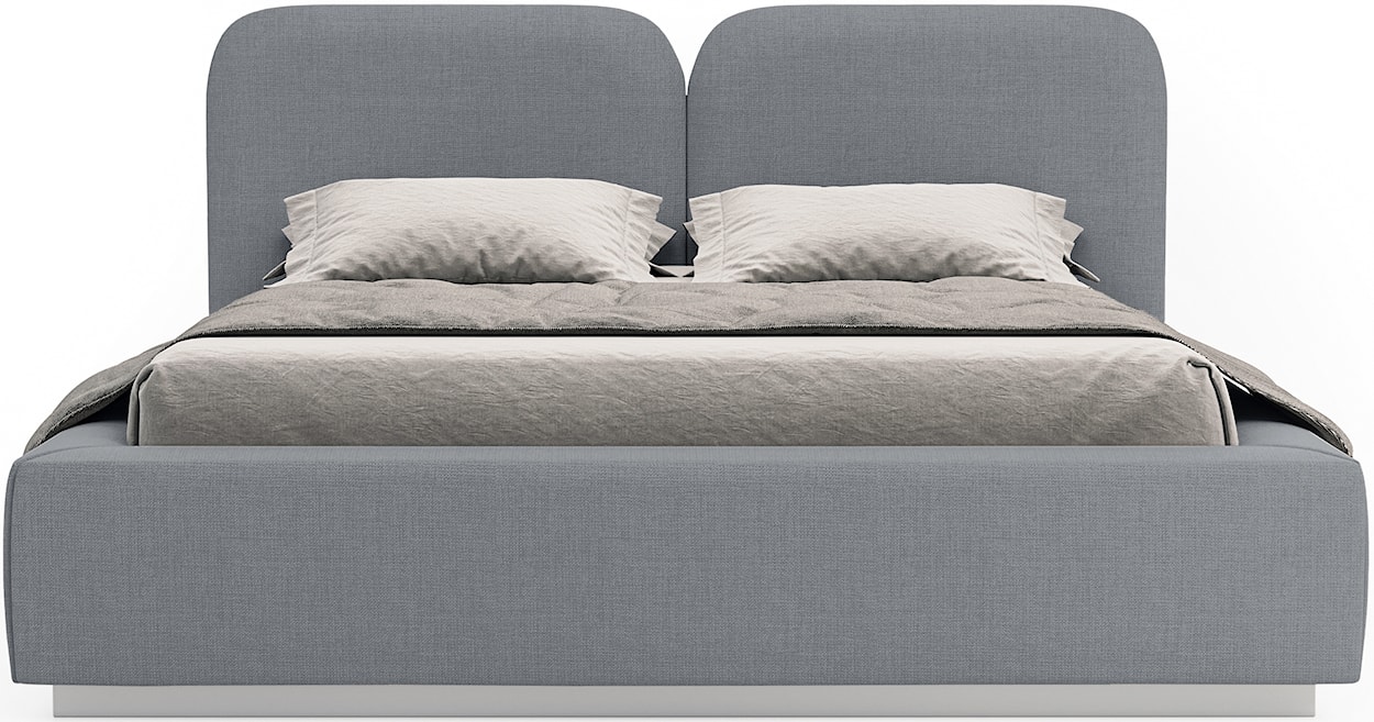 Łóżko tapicerowane 140x200 cm Comoves z pojemnikiem i oświetleniem LED stelaż metalowy szare szenil  - zdjęcie 5