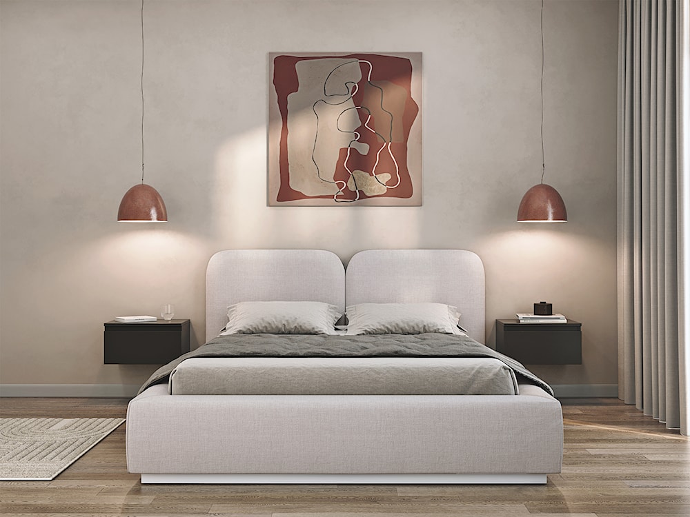 Łóżko tapicerowane 140x200 cm Comoves jasnobeżowe szenil  - zdjęcie 3