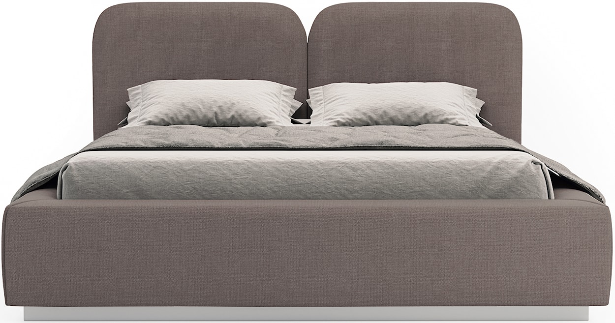 Łóżko tapicerowane 140x200 cm Comoves z pojemnikiem i oświetleniem LED stelaż metalowy brązowe szenil  - zdjęcie 5
