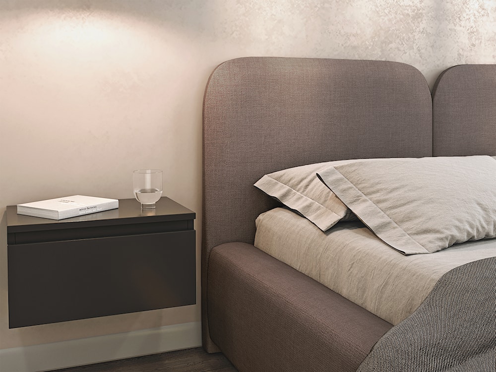 Łóżko tapicerowane 140x200 cm Comoves z pojemnikiem i oświetleniem LED stelaż metalowy brązowe szenil  - zdjęcie 4