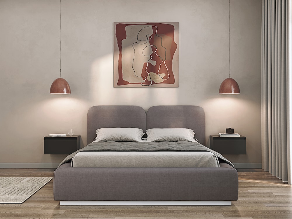 Łóżko tapicerowane 140x200 cm Comoves z pojemnikiem stelaż metalowy brązowe szenil  - zdjęcie 3