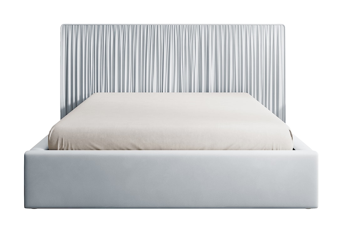 Łóżko tapicerowane 180x200 cm Toile z pojemnikiem z metalowym stelażem jasnoszare welur  - zdjęcie 5