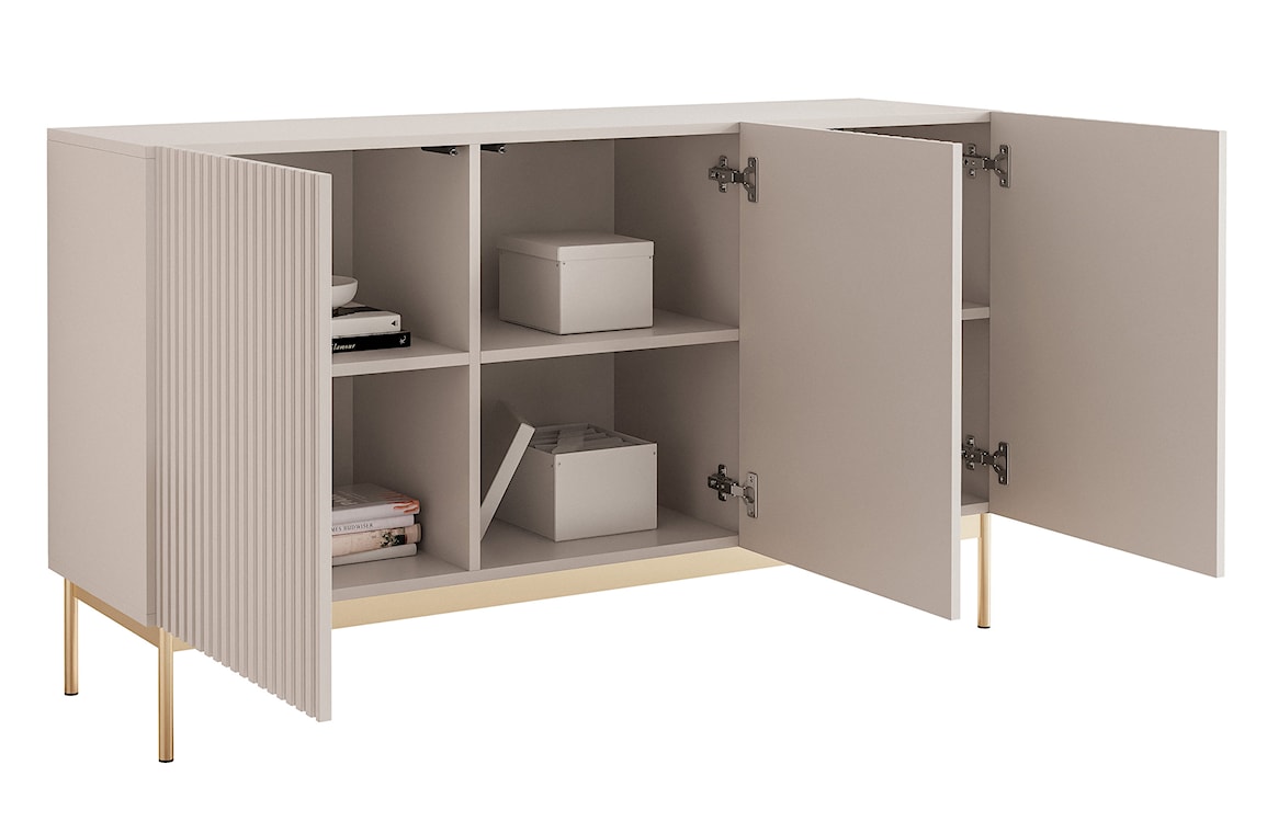 Komoda trzydrzwiowa Linearis 140 cm kaszmir  - zdjęcie 5