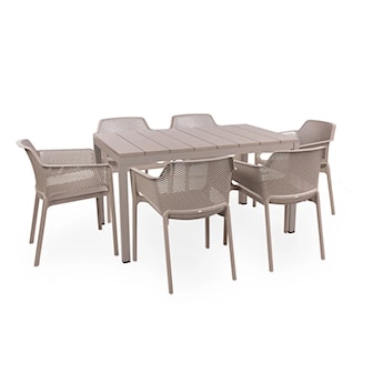 Zestaw ogrodowy rozkładany stół Rio 140-210x85 cm i 6 krzeseł Net Nardi z certyfikowanego tworzywa brązowy