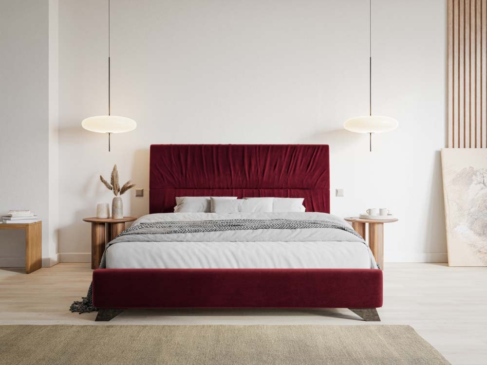 Łóżko tapicerowane Llana 160x200 cm bordowy velvet  - zdjęcie 4