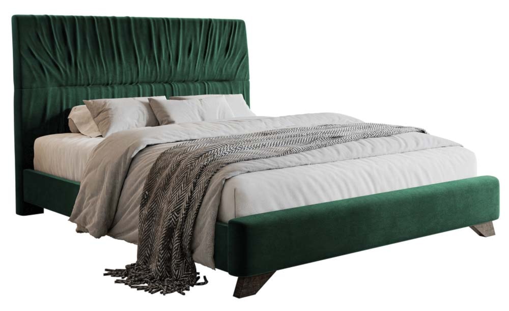 Łóżko tapicerowane Llana 160x200 cm ciemnozielony velvet