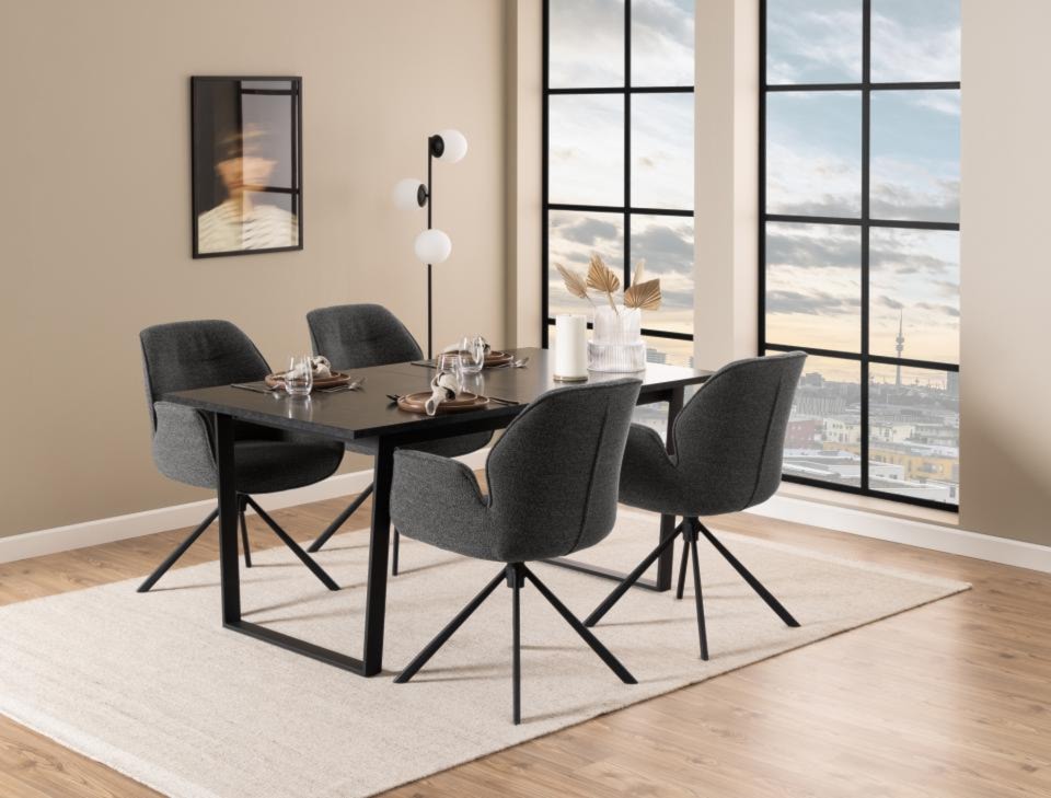 Krzesło tapicerowane Loera obrotowe z podłokietnikami antracytowe boucle  - zdjęcie 10