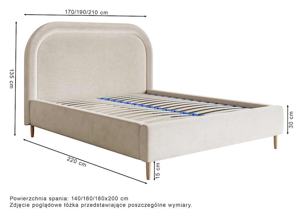 Łóżko tapicerowane 180x200 cm Loreo z pojemnikiem eukaliptusowe welur hydrofobowy  - zdjęcie 6