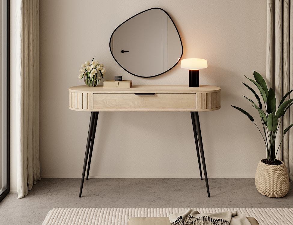 Toaletka Lovi z szufladą i ryflowaniem 120 cm dąb cremona  - zdjęcie 2