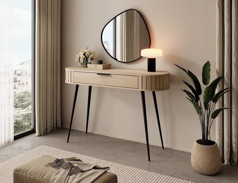 Toaletka Lovi z szufladą i ryflowaniem 120 cm dąb cremona  - zdjęcie 4