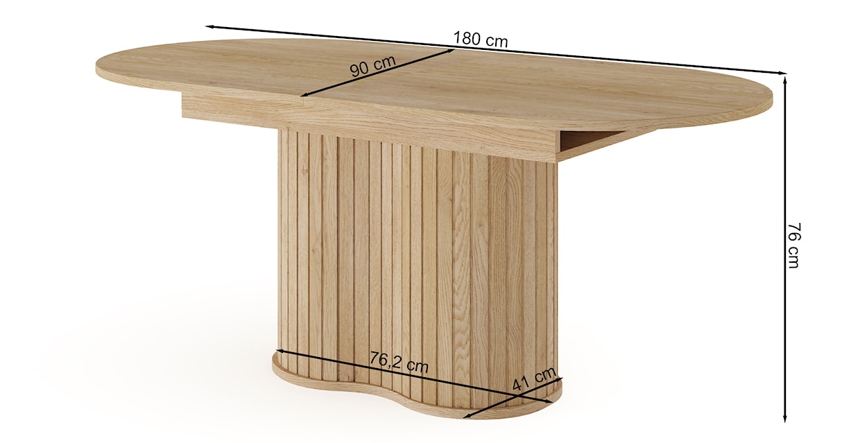 Stół rozkładany do jadalni Lovi owalny z ryflowaniem 180-220x90 cm dąb cremona  - zdjęcie 11