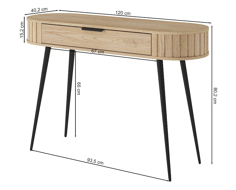 Toaletka Lovi z szufladą i ryflowaniem 120 cm dąb cremona  - zdjęcie 8