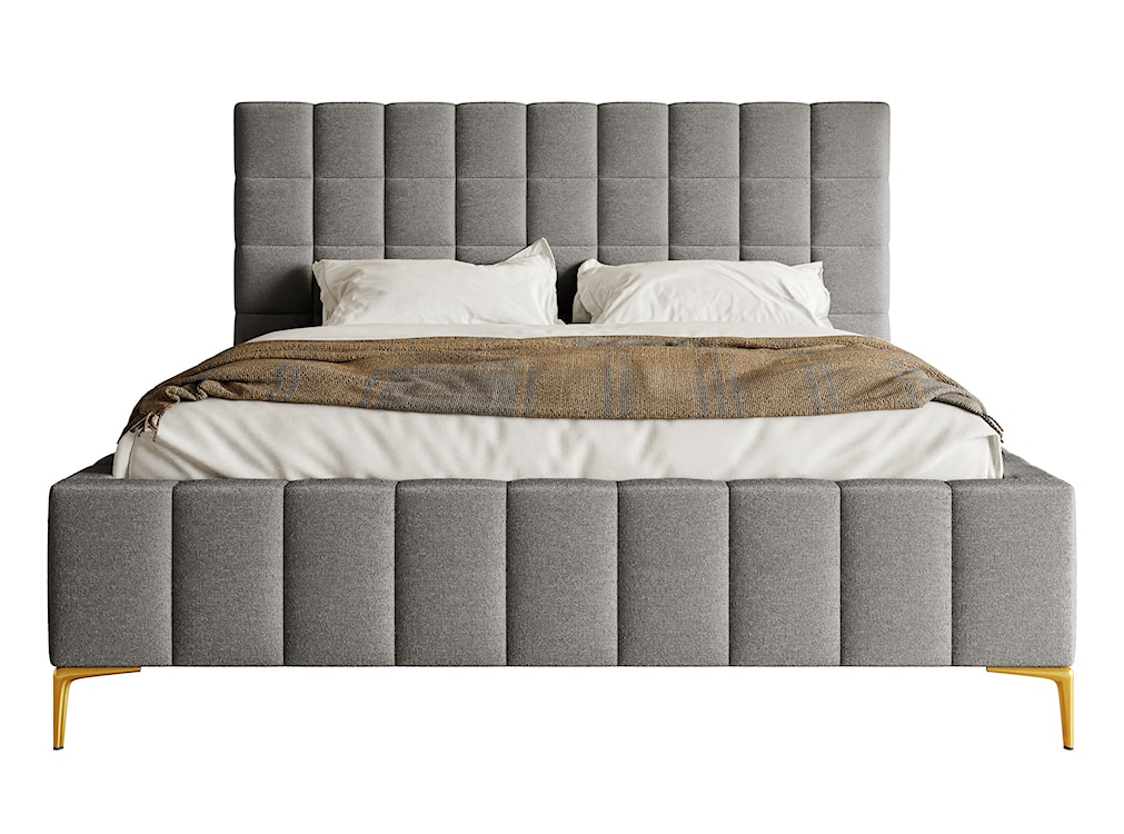 Łóżko tapicerowane 160x200 cm Szejlo z pojemnikiem stelaż metalowy szare szenil  - zdjęcie 4