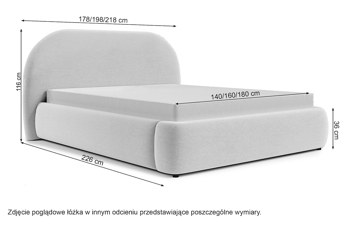 Łóżko tapicerowane 160x200 cm Ovo ciemnoszare z pojemnikiem rama metalowa podnośnik gazowy w tkaninie łatwoczyszczącej welur  - zdjęcie 7