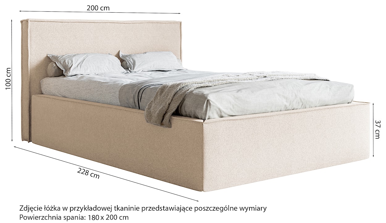 Łóżko tapicerowane 180x200 cm Lucera z pojemnikiem eukaliptusowe welur hydrofobowy  - zdjęcie 6