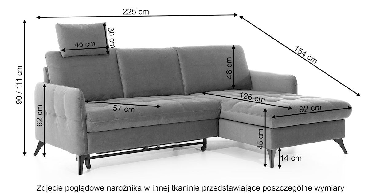 Narożnik z funkcją spania Casotti L-kształtny z pojemnikiem i regulowanym zagłówkiem beżowy w tkaninie łatwoczyszczącej lewostronny  - zdjęcie 4