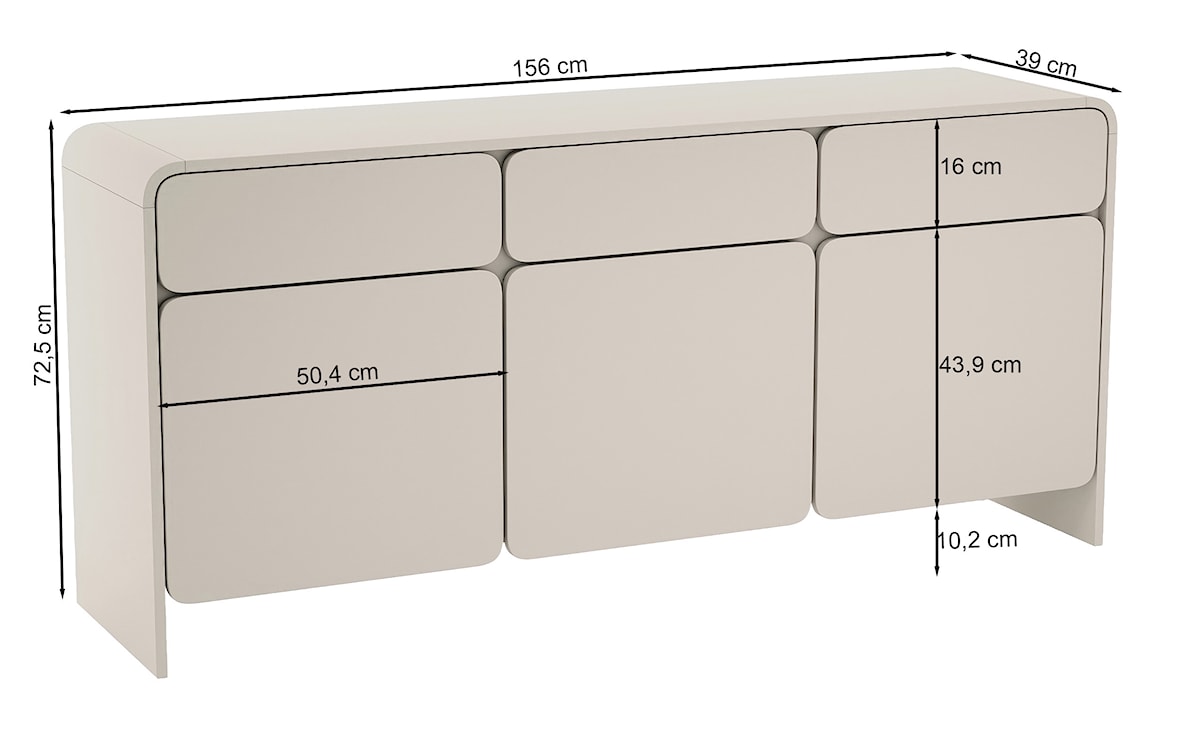 Komoda trzydrzwiowa Lummo z trzema szufladami 156 cm kaszmir  - zdjęcie 8