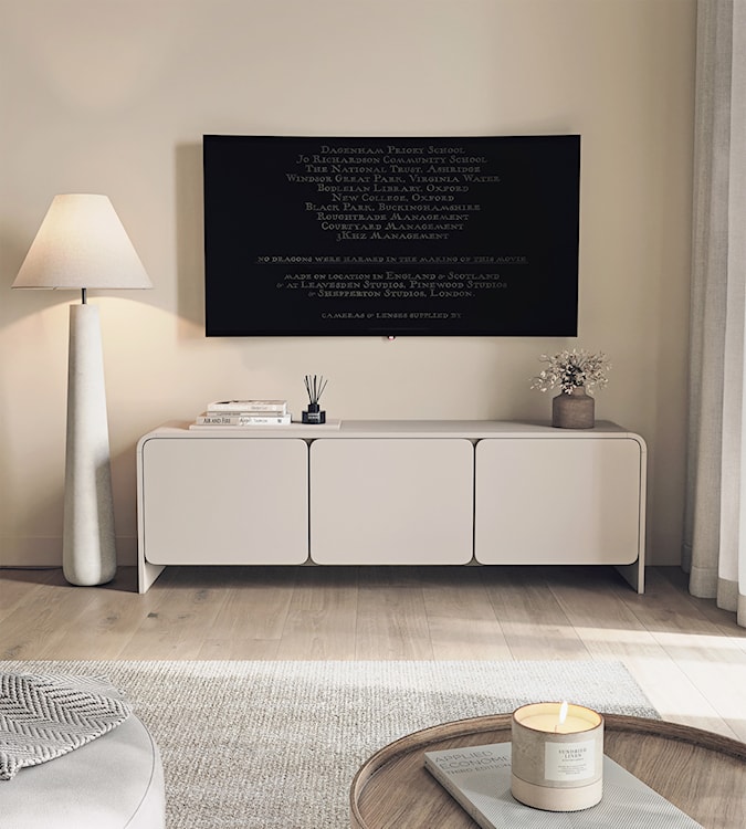 Szafka RTV trzydrzwiowa Lummo 156 cm kaszmir  - zdjęcie 6