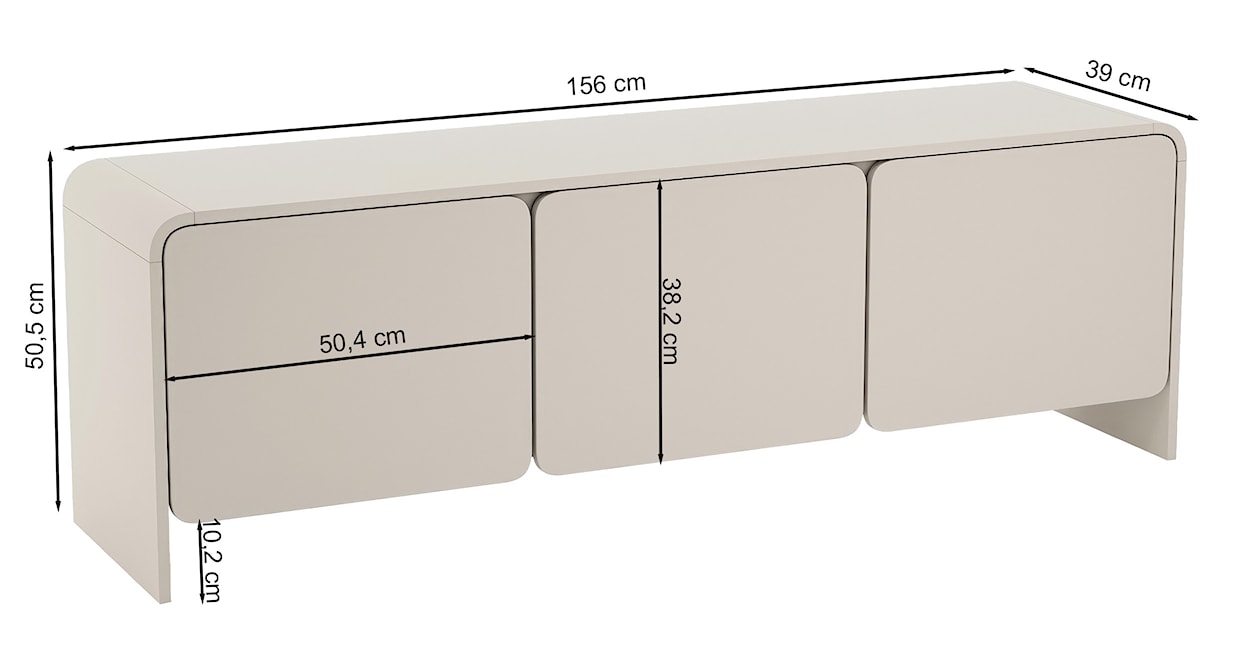 Szafka RTV trzydrzwiowa Lummo 156 cm kaszmir  - zdjęcie 8