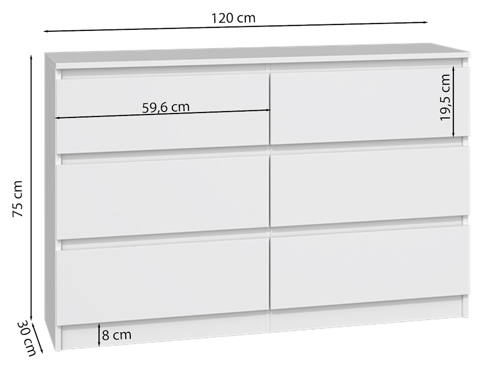 Komoda Malwa z sześcioma szufladami 120 cm szara  - zdjęcie 5