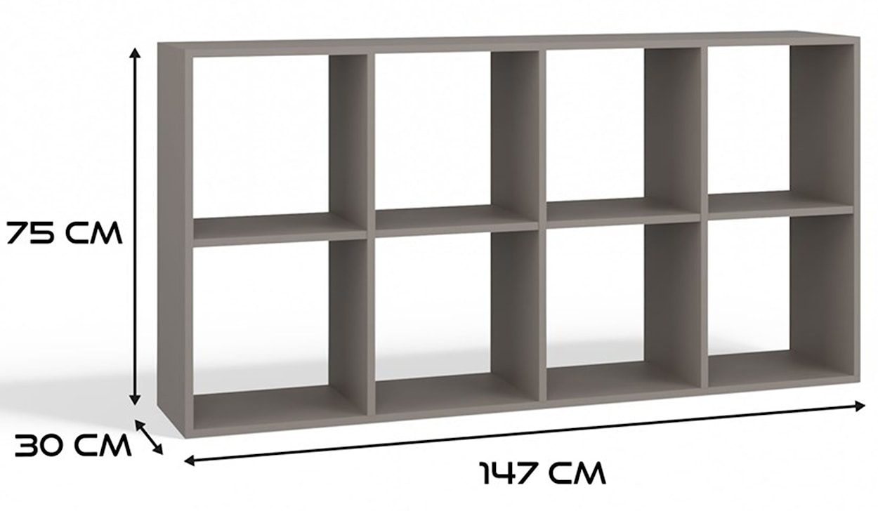 Regał otwarty Malax z ośmioma półkami 147 cm szary  - zdjęcie 4