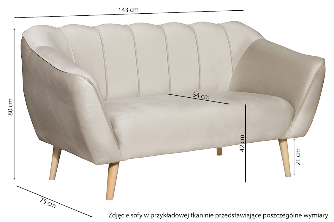 Sofa dwuosobowa Malibu jasnobeżowa welur  - zdjęcie 5