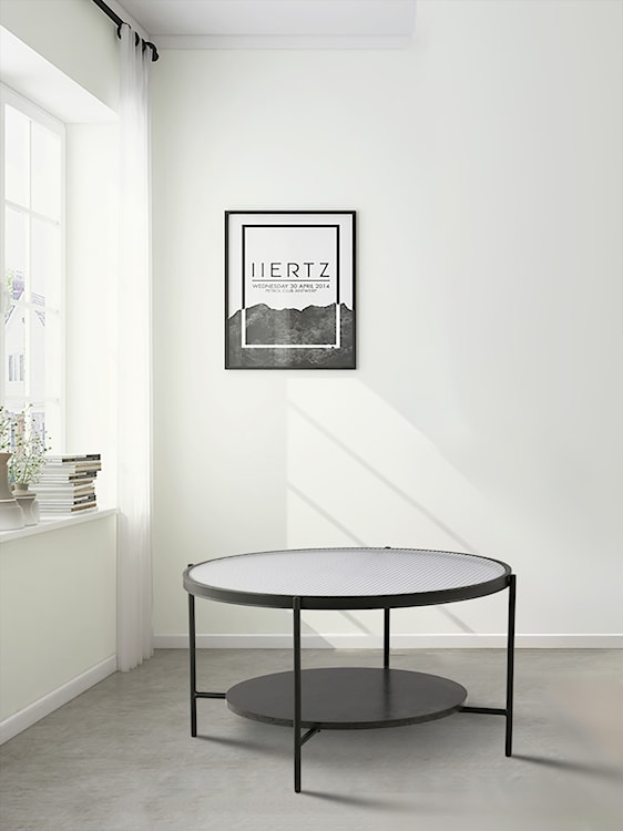Stolik kawowy Maleth średnica 80 cm czarny ze szkłem ryflowanym  - zdjęcie 8
