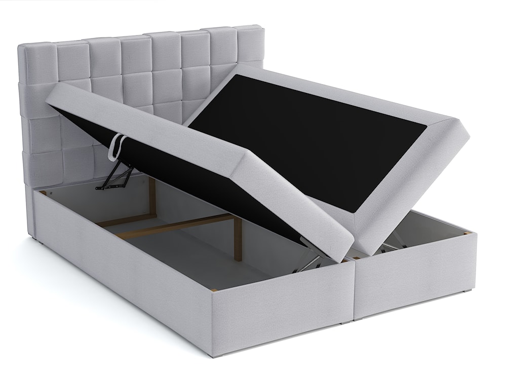 Łóżko kontynentalne 160x200 cm Keitum z pojemnikami i topperem jasnoszare welur  - zdjęcie 3