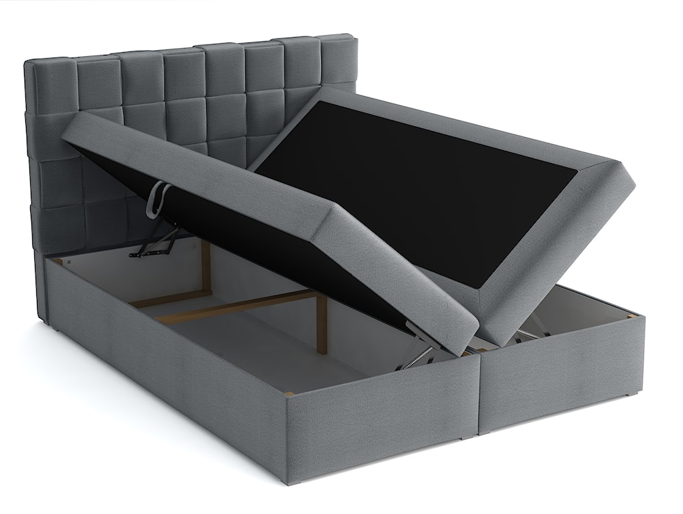 Łóżko kontynentalne 140x200 cm Keitum z pojemnikami i topperem ciemnoszare welur  - zdjęcie 3