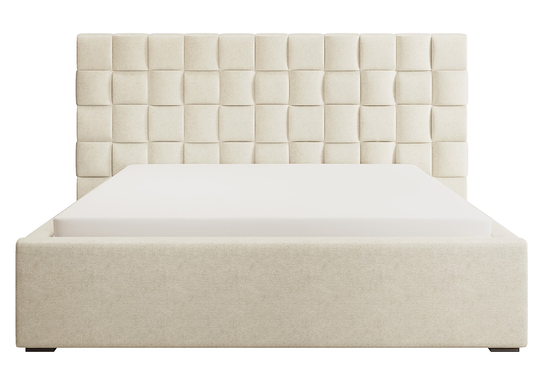 Łóżko tapicerowane 140x200 cm Keitum z pojemnikiem plecionka kremowe  - zdjęcie 5