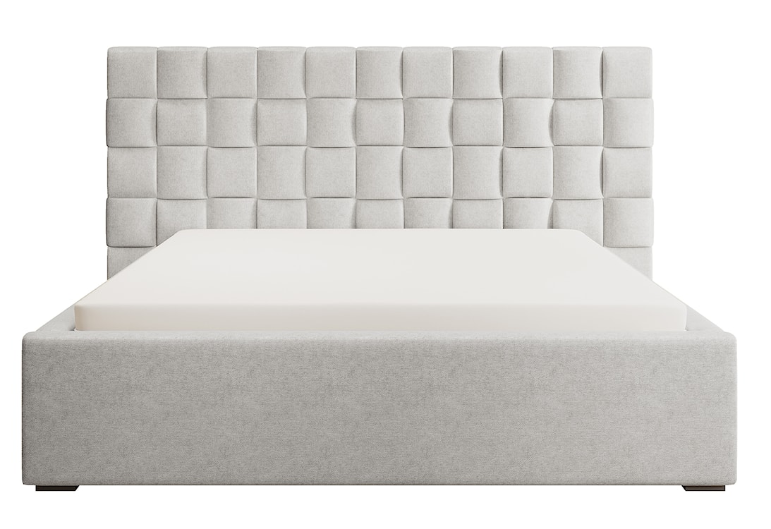 Łóżko tapicerowane 160x200 cm Keitum z pojemnikiem plecionka jasnoszare  - zdjęcie 5