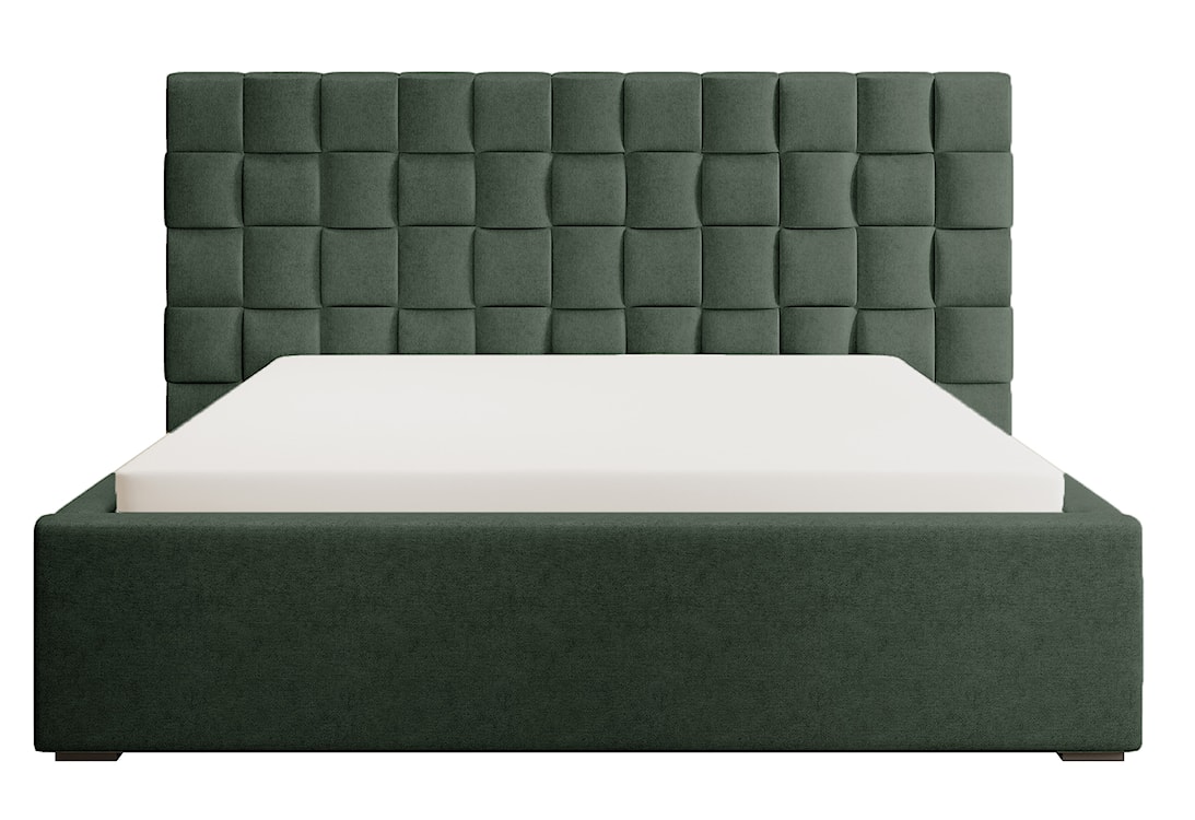 Łóżko tapicerowane 160x200 cm Keitum z pojemnikiem plecionka ciemnozielone  - zdjęcie 5