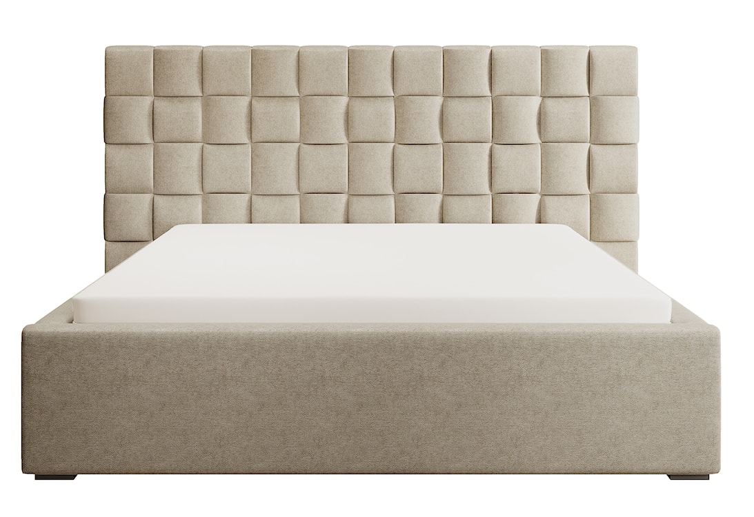 Łóżko tapicerowane 160x200 cm Keitum plecionka beżowe  - zdjęcie 4