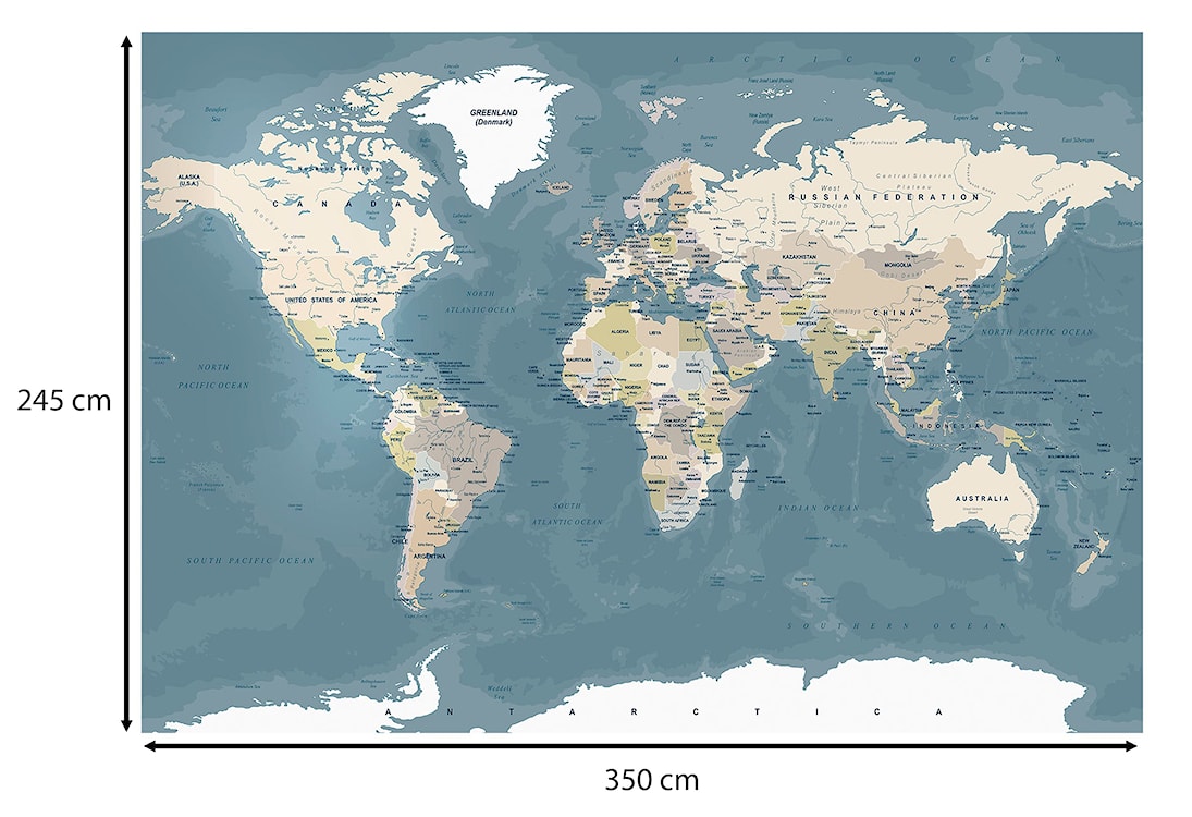Fototapeta Mapa świata vintage 350x245 cm  - zdjęcie 3