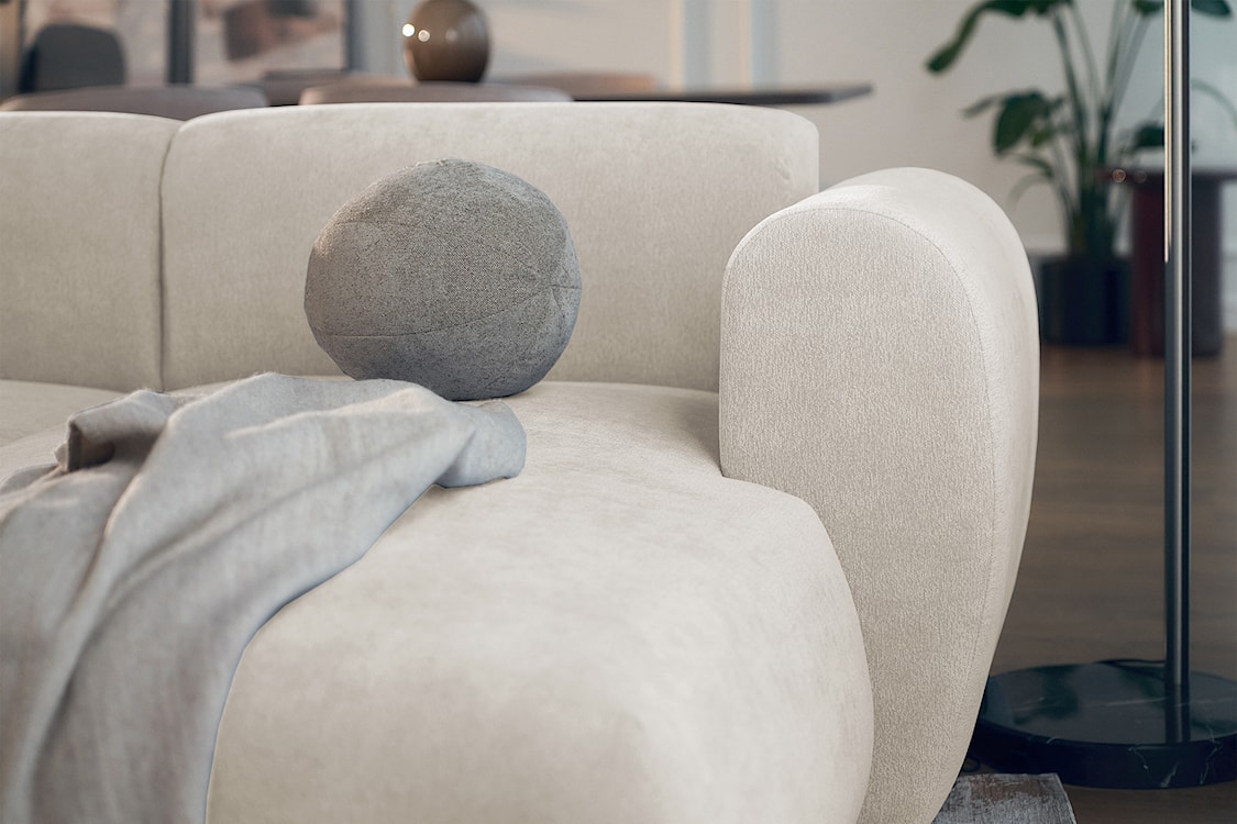 Narożnik z funkcją spania Emia L-kształtny prawostronny beżowy szenil  - zdjęcie 10