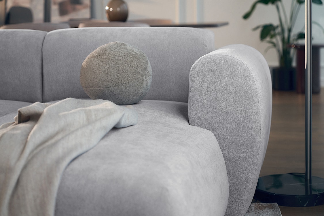 Narożnik z funkcją spania Emia L-kształtny prawostronny szary szenil  - zdjęcie 10