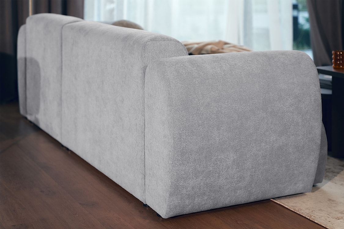 Narożnik z funkcją spania Emia L-kształtny prawostronny szary szenil  - zdjęcie 11