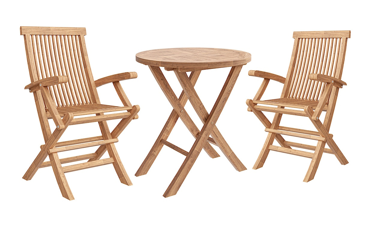 Zestaw mebli ogrodowych ze stołem Mativer i dwoma krzesłami Blearty drewno tekowe  - zdjęcie 2