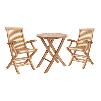 Zestaw mebli ogrodowych ze stołem Mativer i dwoma krzesłami Blearty drewno tekowe
