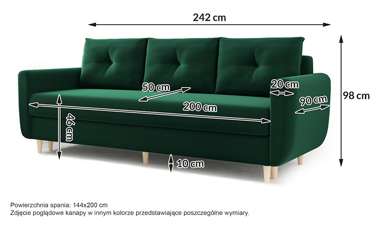 Kanapa rozkładana Chesby z pojemnikiem jasnoszara welur  - zdjęcie 6