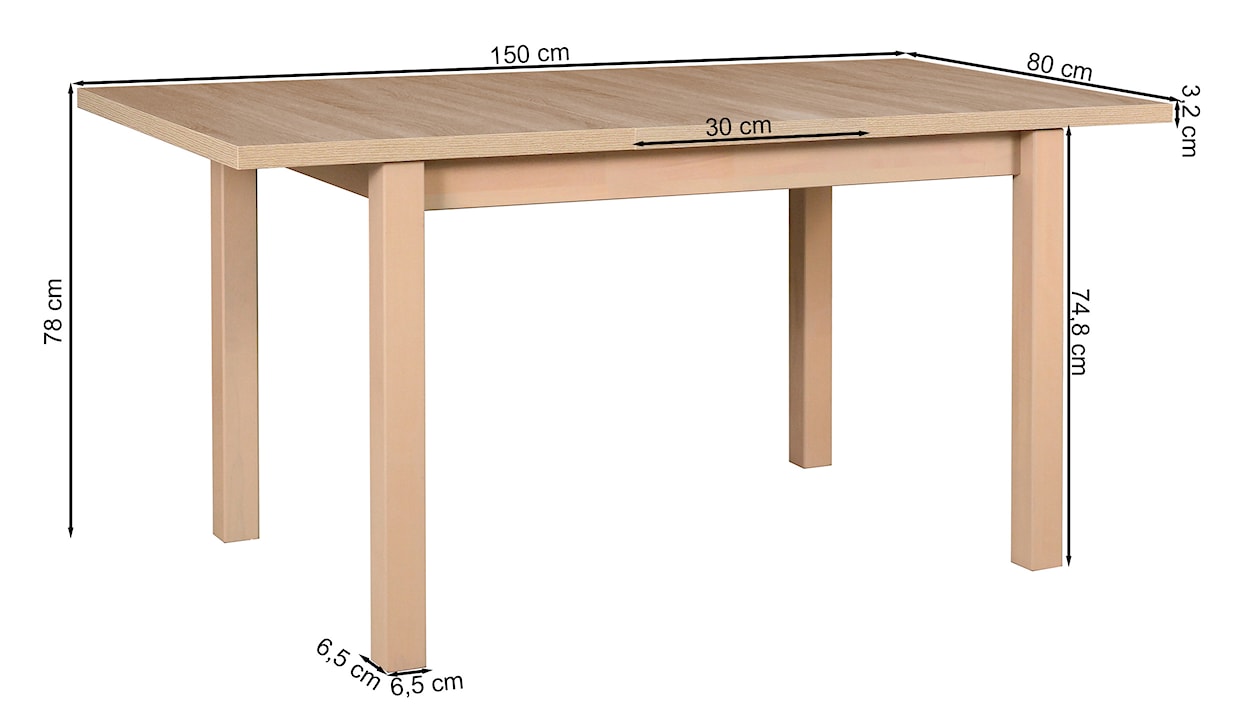 Stół drewniany do jadalni rozkładany Lirine 120-150x80 cm dąb sonoma  - zdjęcie 5