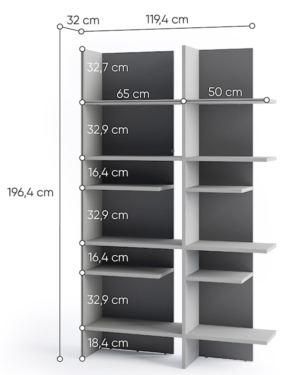 Regał otwarty Fitt z oświetleniem LED 120 cm metaliczny lewy  - zdjęcie 9