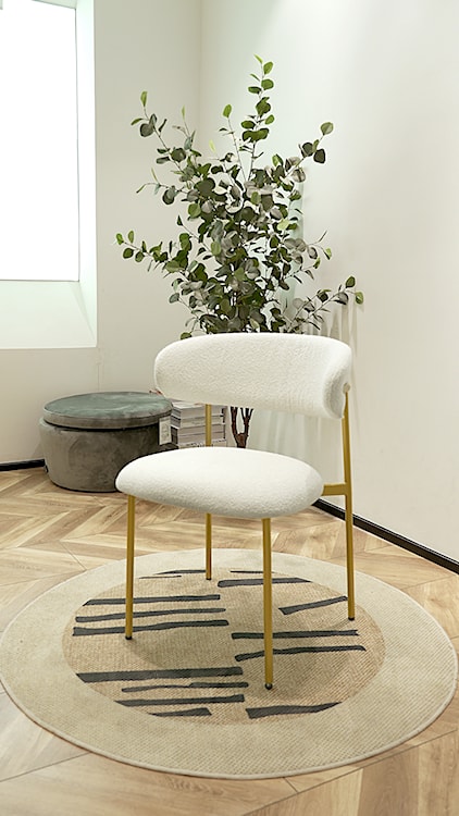 Krzesło tapicerowane Menoce w tkaninie boucle kremowe/złote nóżki  - zdjęcie 2