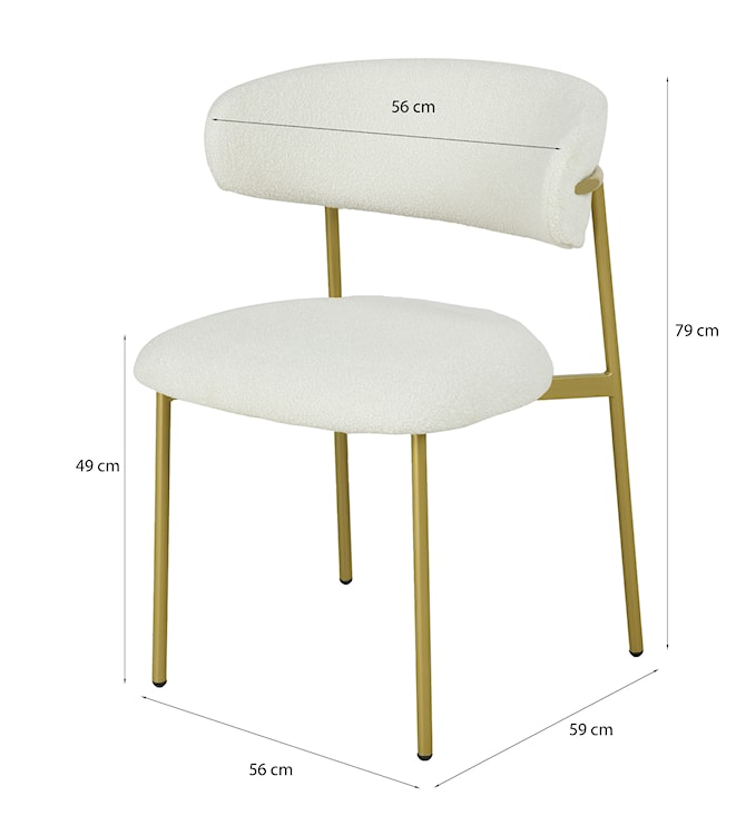 Krzesło tapicerowane Menoce w tkaninie boucle kremowe/złote nóżki  - zdjęcie 12