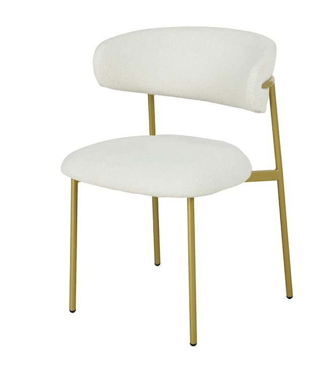 Krzesło tapicerowane Menoce w tkaninie boucle kremowe/złote nóżki
