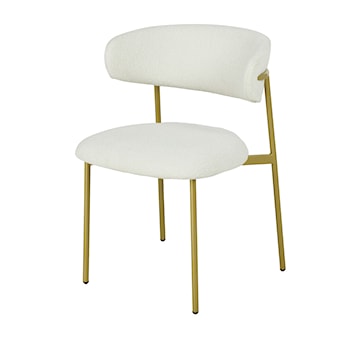 Krzesło tapicerowane Menoce w tkaninie boucle kremowe/złote nóżki