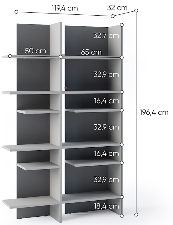 Regał otwarty Fitt z oświetleniem LED 120 cm metaliczny prawy  - zdjęcie 9